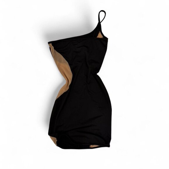 Sheer and black one shoulder bodycon dress - Picture 2 of 2